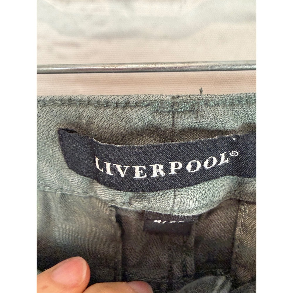 Liverpool Olive Green Linen Blend Cropped Utility Pants Size 4/27 - Picture 2 of 6